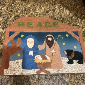 Nativity Scene Wooden Plaque